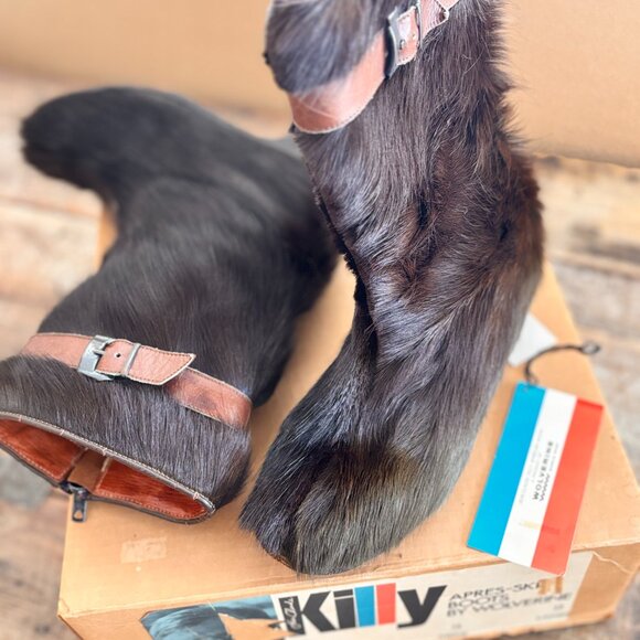RARE with box! Vintage 1970s Killy Après-Ski Fur Boots by Wolverine 8 9 - Picture 14 of 15